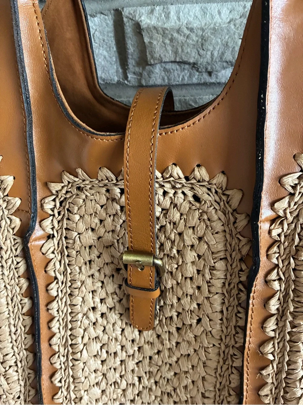 Patricia Nash Christiana Woven Satchel Tan with Leather Trim with dust bag. - Picture 2 of 15